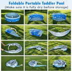 Kiddie Baby Pool with Canopy Sprinkler, 47in Foldable Toddler Pool | Anti-Slip Baby Swimming Pool with Shade, Portable Small Pool & Ball Pit for Kids Age 1-6, Backyard Outdoor Water Play Toy