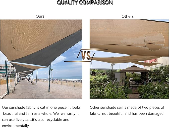Tronssien Rectangle 10'x13' Sun Shade Sail,95% UV Blockage Canopy Awning for Outdoor Patio and Garden, Yard Activities