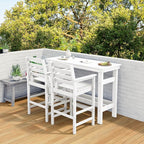 SERWALL Outdoor Bar Set - 2 Adirondack Bar Chairs & Bar Height Table with 1.6" Umbrella Hole, All-Weather HDPE Patio Furniture for Poolside, Backyard, Garden - White
