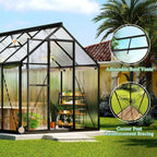 amerlife 6x12 ft walk-in polycarbonate greenhouse with 2, close-up detail