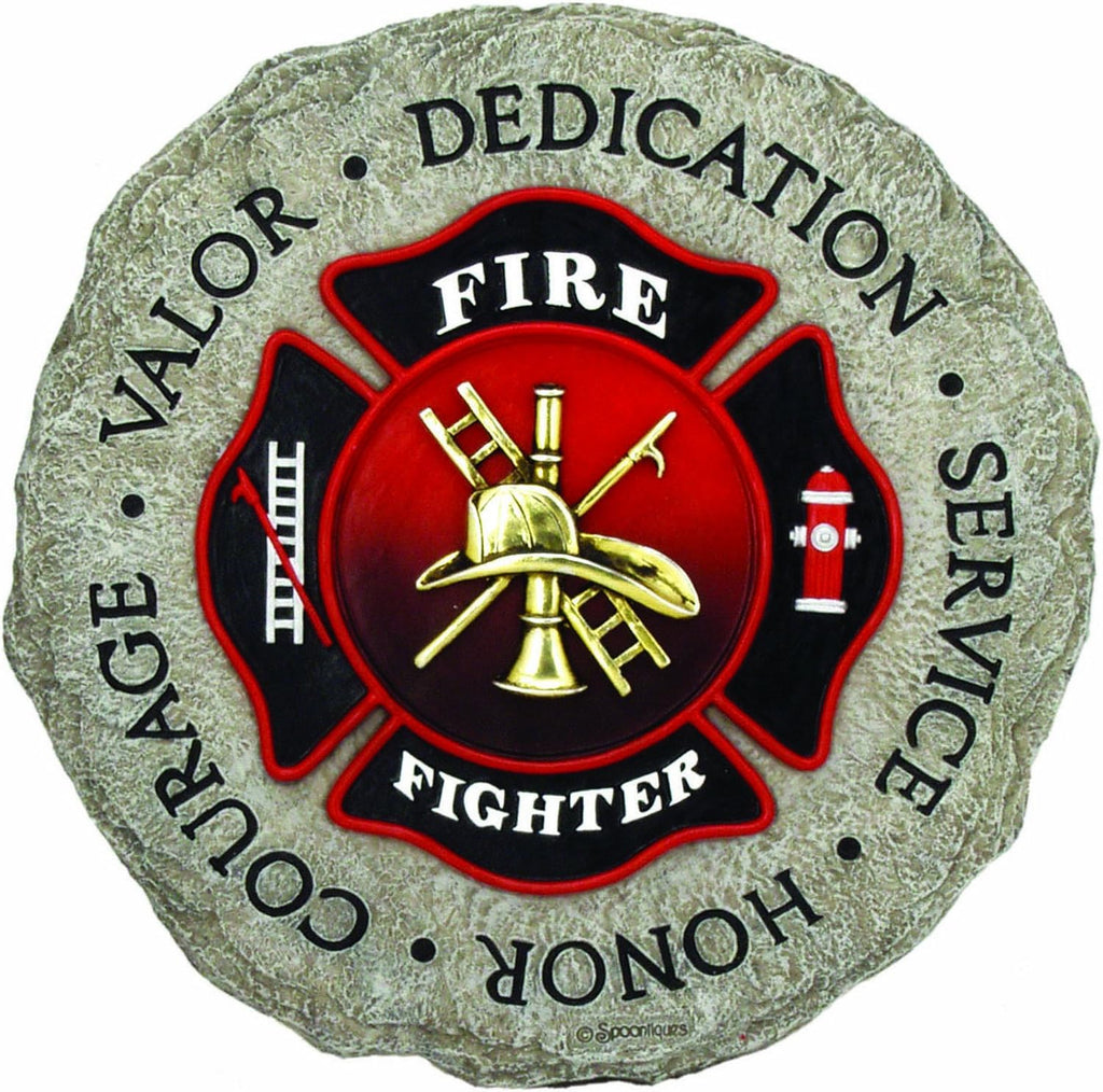 Spoontiques Firefighter Stepping Stone - Garden Décor - Decorative Stone for Patio Home Lawn and Yard