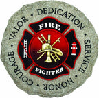Spoontiques Firefighter Stepping Stone - Garden Décor - Decorative Stone for Patio Home Lawn and Yard