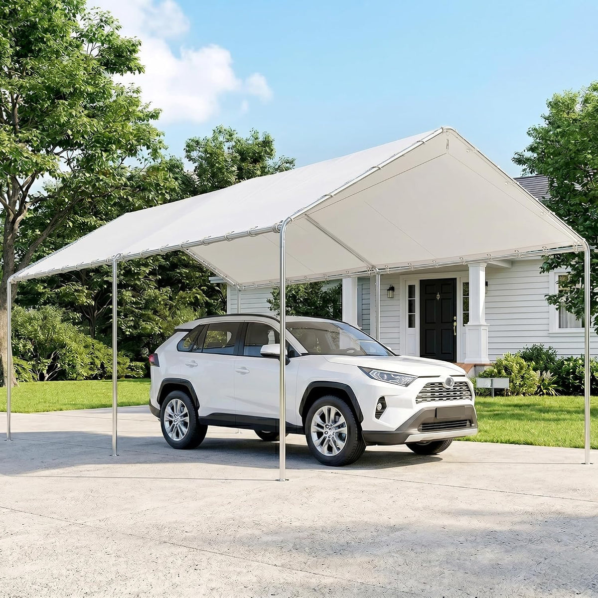 outsunny 10'x20' carport outdoor heavy duty galvanized car, main product view