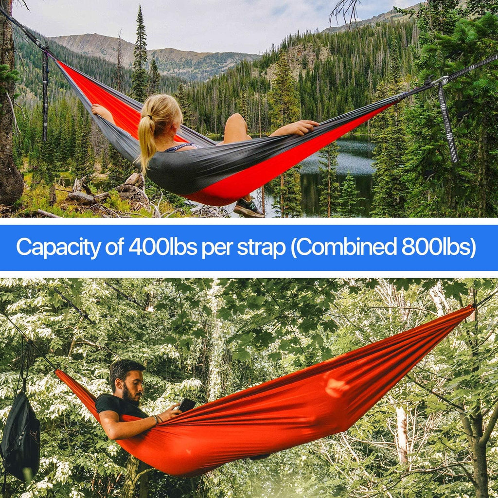 Simple Deluxe 10-Feet Pair of 800 LBS Heavy Duty Lightweight Portable Hammock Straps 32 Loops and 2 Metal Locking Carabiners, 10'