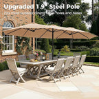 SUPERJARE 15FT Outdoor Umbrella for Patio, Double sided Pool Umbrellas with Fade Resistant Canopy, Large Table Umbrella for Deck, Market, Backyard - Beige