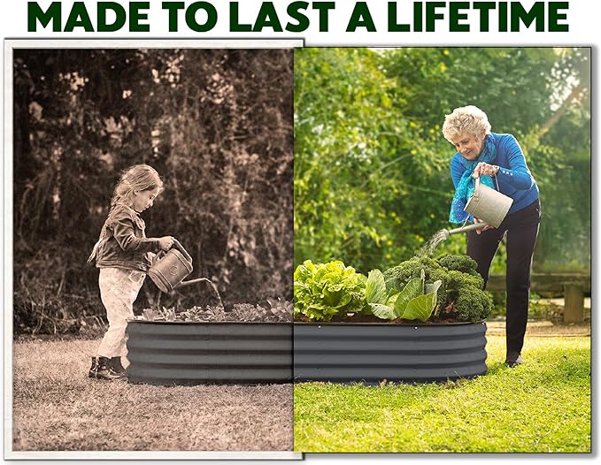 Plant & Plot Galvanized Raised Garden Beds Outdoor // 8×4×1 ft (2-Pack) Planter Raised Beds for Gardening, Vegetables, Flowers // Large Metal Garden Box // Patented Tool-Free Design (Gray)