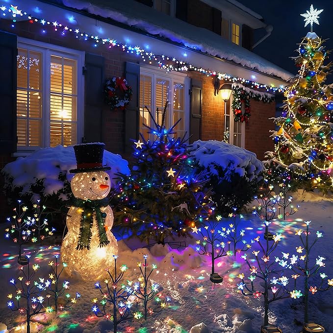 Solar Garden Lights Waterproof, Solar Lights Outdoor Decorative 8Pack,160Led Solar Powered Flowers Garden Decor,Fairy Light for Yard,Pathway,Outside Decorations,Gardening Gifts for Women Mom