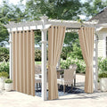 NICETOWN 2 Panels Outdoor Curtains for Patio Waterproof 108 inch Extra Long, Rustproof Grommet Room Darkening Thermal Insulated Privacy Outdoor Space Drape for Gazebo, W84 x L108, Biscotti Beige