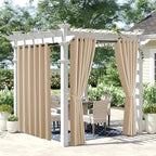 NICETOWN 2 Panels Outdoor Curtains for Patio Waterproof 108 inch Extra Long, Rustproof Grommet Room Darkening Thermal Insulated Privacy Outdoor Space Drape for Gazebo, W84 x L108, Biscotti Beige