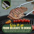 24 inch BBQ Tongs - 1 Year Warranty, 100% Stainless Steel Long Metal Grill Tongs for Outdoor Grill, Non Slip Handle, Locking Mechanism, Heat resistant, Pinzas de Cocina for steak, hot dog and more