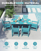 Ciokea HDPE Outdoor Patio Dining Chairs Set of 2, All-Weather Porch Chair with Wide Seat, Durable Outdoor Furniture for Backyard, Garden, Lawn & Poolside, Lake Blue