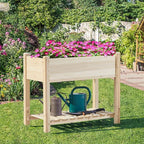 Yaheetech 34x18x30in Horticulture Raised Garden Bed 2pcs Planter Box with Legs & Storage Shelf Wooden Elevated Vegetable Growing Bed for Flower/Herb/Patio/Balcony, Natural Wood