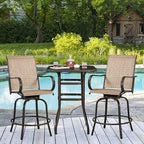 Yaheetech Patio Swivel Barstools Outdoor Chairs Set of 4, High Bistro Stools Outdoor Furniture, All-Weather Patio Stools for Outside, Beach, Lawn, Poolside and Garden, Brown