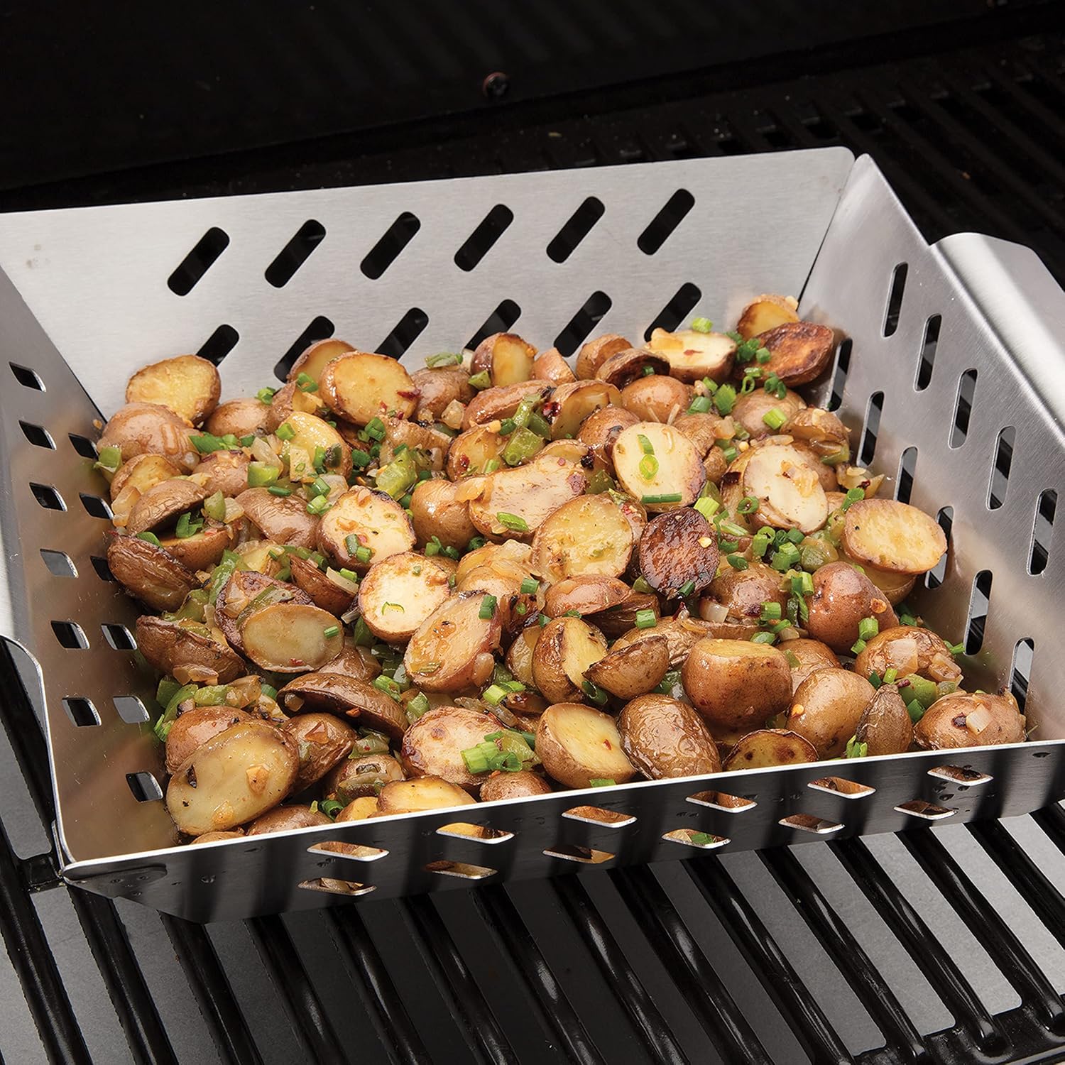 Cuisinart CGWM-019 Stainless Steel BBQ Wok - Grilling Basket with Built-in Handles