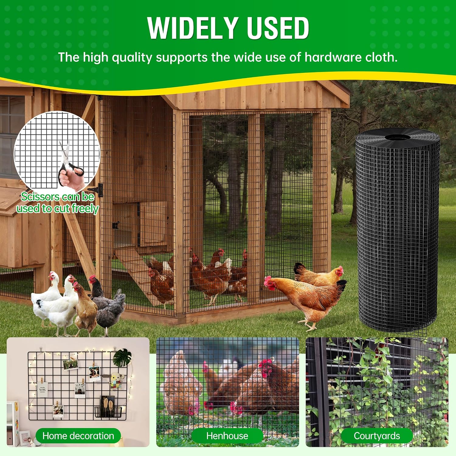 Vinyl Black Hardware Cloth 1/2 inch 48 x 100 ft 19 Ga Chicken Wire | Chicken Wire Mesh, Chicken Wire Fencing, Gopher Guard & Custom DIY Projects