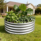 3PCS 3x3x1FT Galvanized Raised Garden Bed Kit,Vegetable Boxes-Round Metal Flower Box,Large Planter Raised Beds Outdoor Garden for Planting,Fruit,Herb-Silver