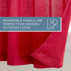 TOWN & COUNTRY BASICS Cabana Solid Heavyweight Indoor Outdoor Curtains, Light Filtering Opacity with Grommet Top, Water Repellent, 2-Pack Set, 54"x96", Radiant Red