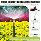 50FT 360° Adjustable Drip Irrigation System Garden Watering System with 12 Nozzles Plant Watering Devices Misting System Greenhouse Accessories for Yard, Lawn