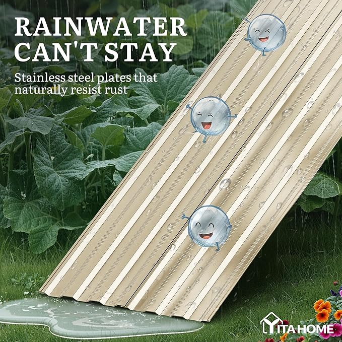 YITAHOME 6x3x2ft Large Raised Garden Bed Kit, Galvanized Metal Planter Box with Gloves, Support Rod, Outdoor Above Ground Planters for Plants Vegetables Flowers, Cream Yellow