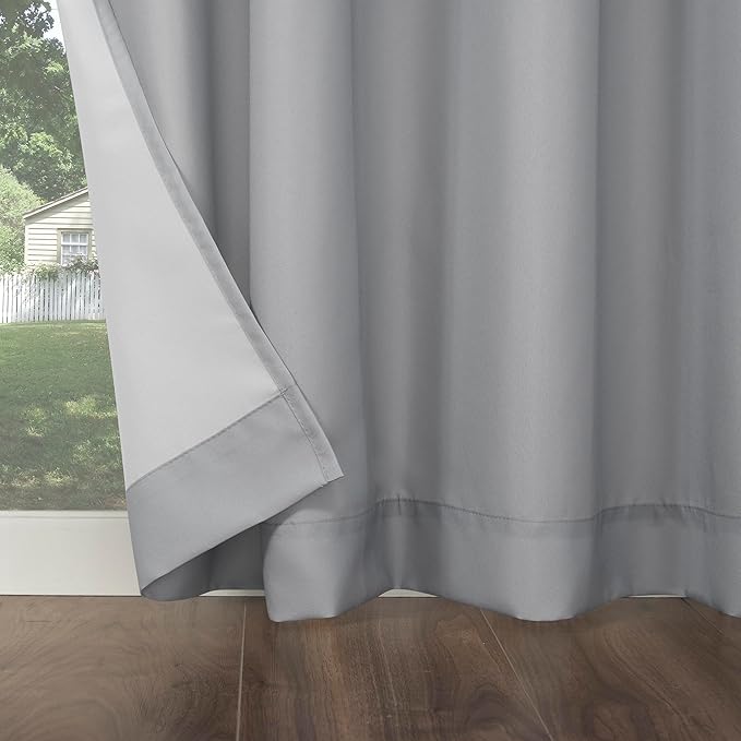 Sun Zero Marina Indoor/Outdoor UV Protectant Energy Efficient Grommet Curtain Panel, 54" x 84", Gray