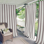 Elrene Home Fashions Highland Stripe Indoor/Outdoor Curtain Panel, 50 inches X 84 inches, Gray