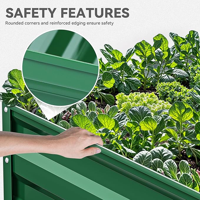 YITAHOME 72x36x12 in 2pcs Galvanized Raised Garden Bed Kit, Large Metal Planter Box with Gloves & Support Rod, Outdoor Flower Bed for Plants Vegetables, Green