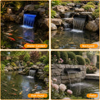 All-in-1 Pond Waterfall Spillway Kit, 12" Stainless Steel | 304 stainless steel spillway, 660 GPH pump, 8 ft lift, easy setup, steady flow, quiet, 10 FT hose, for pond, garden, backyard