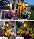 PASAMIC 2 Pack Solar Lamp Post with Planter, 2 in 1 Outdoor Solar Planter Lights, Waterproof Decorative Solar Lamp Post Light, Wall Mount or Freestanding for Garden, Patio & Porch, Warm White