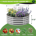 2PCS 2x2x1FT Galvanized Raised Garden Bed Kit,Vegetable Boxes-Round Metal Flower Box,Large Planter Raised Beds Outdoor Garden for Planting,Fruit,Herb-Silver