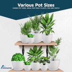 Lifemaster Eco Friendly Plant Pot Set -20-Pack Home Decor Flower Indoor and Outdoor Plastic Pots with Drainage Holes, Assorted Sizes (7", 6.6", 6", 5.3", 4.8") - Stackable Garden Versatile Planters