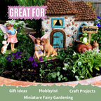 Fairy Garden House Kit & Sign | Hand-painted resin pinecone roof design; 2 fairies included; door opens; 6 inches high; outdoor indoor miniature decor