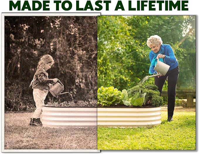 Plant & Plot Galvanized Raised Garden Beds Outdoor // 8×4×1 ft (2-Pack) Planter Raised Beds for Gardening, Vegetables, Flowers // Large Metal Garden Box // Patented Tool-Free Design (White)