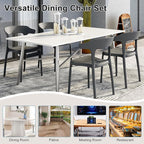 VECELO 4 Pack Plastic Stacking Chairs, Stackable Dining Chairs for Kitchen Restaurant Patio, Portable Indoor Outdoor Use, No Assembly Required, Gray