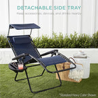 Best Choice Products 30” Wide Folding Zero Gravity Outdoor Recliner Patio Lounge Chair w/Adjustable Canopy Shade, Headrest, Side Accessory Tray - Burgundy
