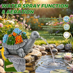 Jetec Solar Garden Statue Fountain Turtle, Pond Water Spitter Aerator | Not Included Tubing, Lawn Decor Tortoise Statue with Succulent & LED Lights for Outdoor Patio, Yard, Ponds Decor, Ideal Gift
