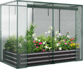 galvanized raised garden bed with crop cage plant, main product view