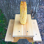 Large Squirrel Picnic Table Feeder - Cedar Squirrel Feeders for Outside Trees, Deck, Fence - Funny Corn Cob Holders, Novelty Hanging Mini Picnic Table for Squirrels, Fun Wooden Chipmunk Bench Platform