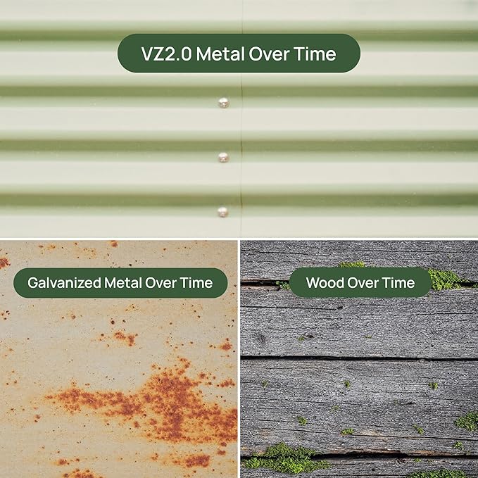 Vego garden Raised Garden Bed Kits, 17" Tall 9 in 1 8ft X 2ft Metal Raised Planter Bed for Vegetables Flowers Ground Planter Box-British Green