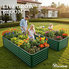 YITAHOME 4pcs 8x4x2 ft Galvanized Raised Garden Bed Kit, Large Metal Planter Box with Gloves, Safety Rubber & Support Rod, Outdoor Flower Bed for Plants Vegetables, Green