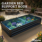 YITAHOME 72x36x12 in 2pcs Galvanized Raised Garden Bed Kit, Large Metal Planter Box with Gloves & Support Rod, Outdoor Flower Bed for Plants Vegetables, Black