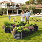 YITAHOME 17" Tall 9 in 1 Large Raised Garden Bed Kit, 8x2x1.4ft Galvanized Metal Planter Box with Gloves & Safety, Outdoor Above Ground Planters for Plants Vegetables Flowers, Black