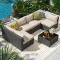 7 piece outdoor patio sectional furniture set, modular, main product view