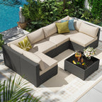 7 piece outdoor patio sectional furniture set, modular, main product view