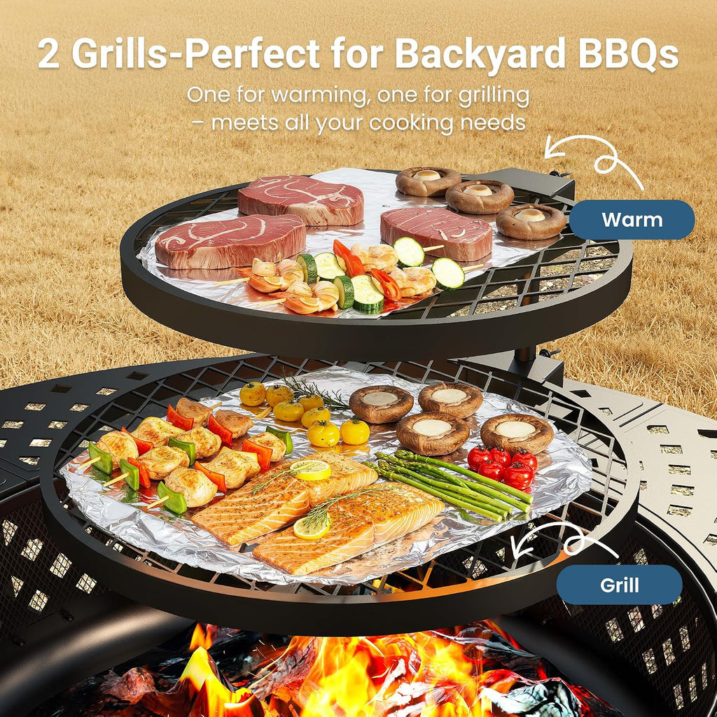 43" large fire pit for outside with 2, package contents