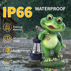 Outdoor Frog Garden Decor: 11'' Yard Decoration with Solar Lantern Funny Frog Statue Gifts for Women Mother's Day Housewarming Gift