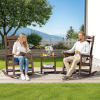 SERWALL HDPE Outdoor Rocking Chair Set of 2, Oversized Patio Rocking Chairs, All-Weather Porch Rockers for Adults, Coffee