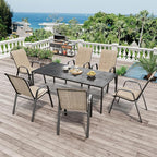 Patio Chairs Set of 6, Stackable Outdoor Dining Chairs for All Weather Textilene Fabric & Metal Frame, Outdoor Chairs Set for Backyard Deck Garden