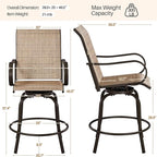 Yaheetech Patio Swivel Barstools Outdoor Chairs Set of 4, High Bistro Stools Outdoor Furniture, All-Weather Patio Stools for Outside, Beach, Lawn, Poolside and Garden, Brown