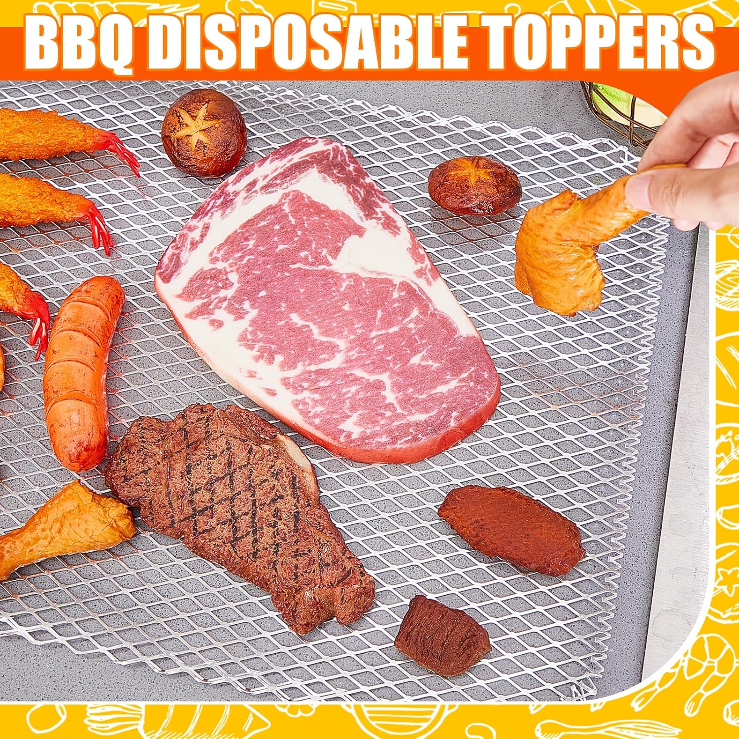 12 Pcs Disposable Grill Topper 16x12 Inch Mesh Mat for Outdoor BBQ | Non Stick, Aluminum Grates Liners Pans, Cooking Grid Pad Sheet, Prevents Food Falling, For Camping Picnics Vegetables Meat