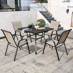 Patio Chairs Set of 6, Stackable Outdoor Dining Chairs for All Weather Textilene Fabric & Metal Frame, Outdoor Chairs Set for Backyard Deck Garden